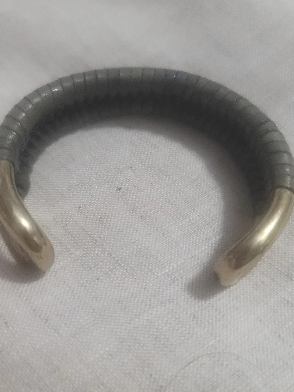 Unisex Black Leather Cuff Bracelet with Gold-Tone Ends